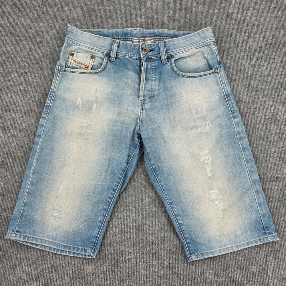 Diesel Industry Mens Blue Denim Jean Shorts Button Fly Made in Italy Size 32